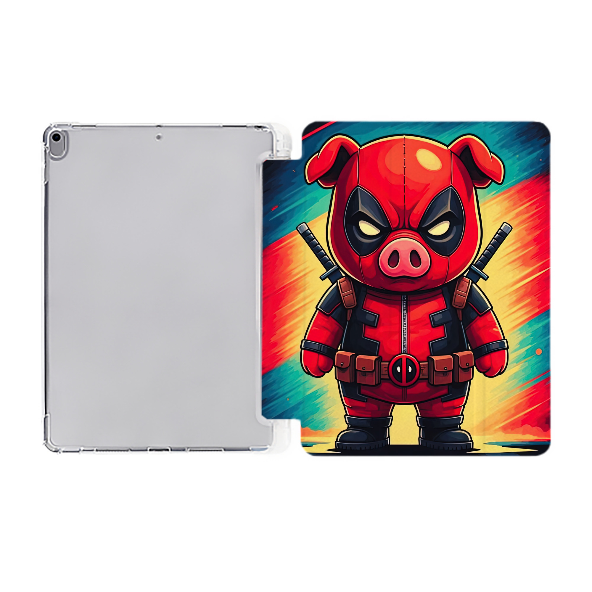 （画像用） Deadpool デッドプール IPad ケース ペン収納付き 三つ折りスタンド PUレザー×シリコン 対応機種9.5/10.5/10.9インチ